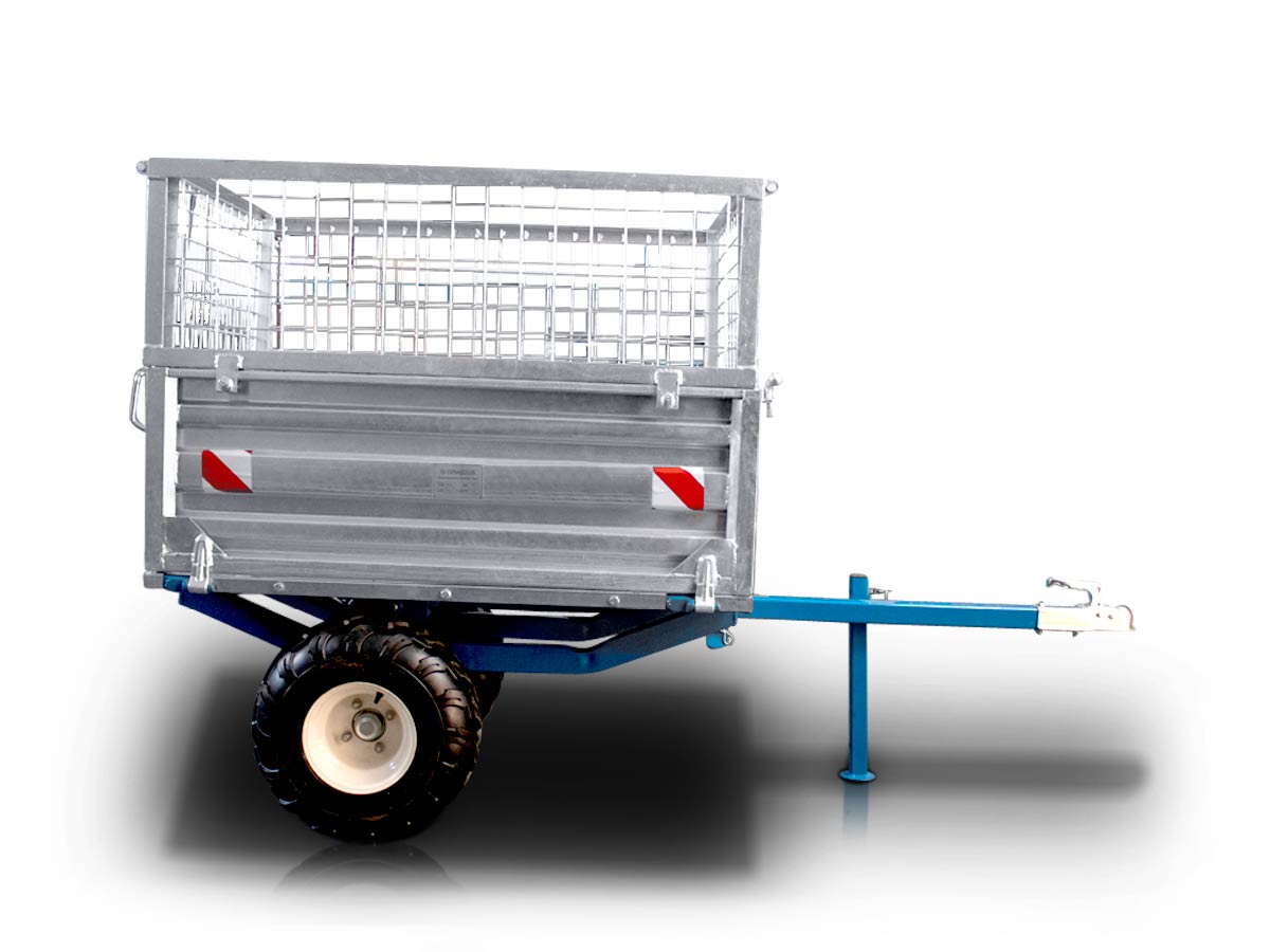 MT600-M | Graecus | Τρέιλερ για τρακτέρ με μηχανική ανατροπή 600kg και γαλβανιζέ παραπέτα 